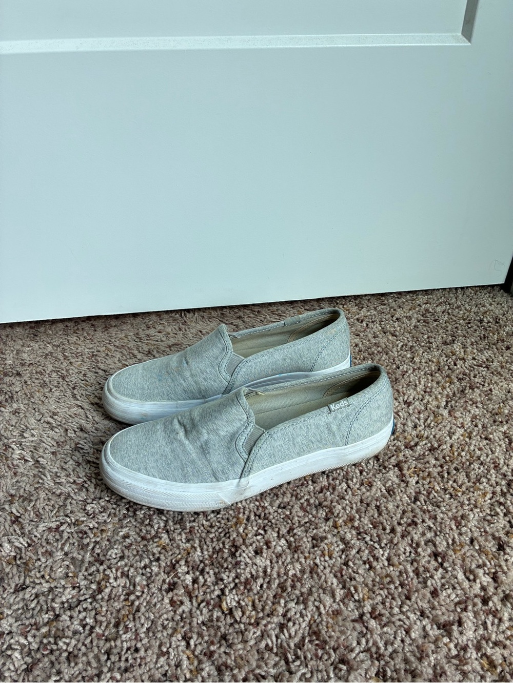 Keds Slip-On Sneakers in Light Gray and White